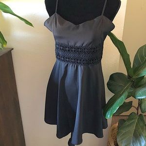Vintage y2k Black lace crochet cut out cocktail mini lace dress